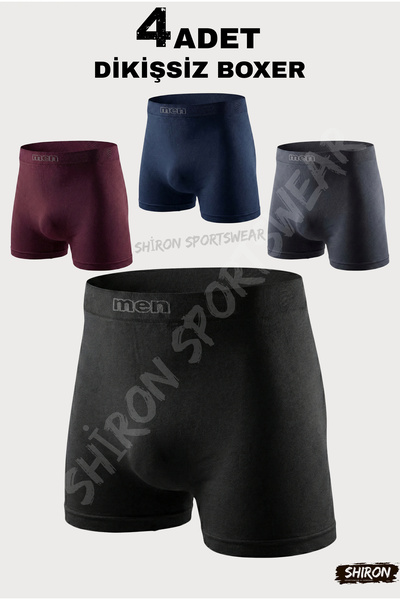 Shiron Sportswear&Company 4-Pack Stitch-Free Seamless Men's Boxers - High Comfort Sports Underwear