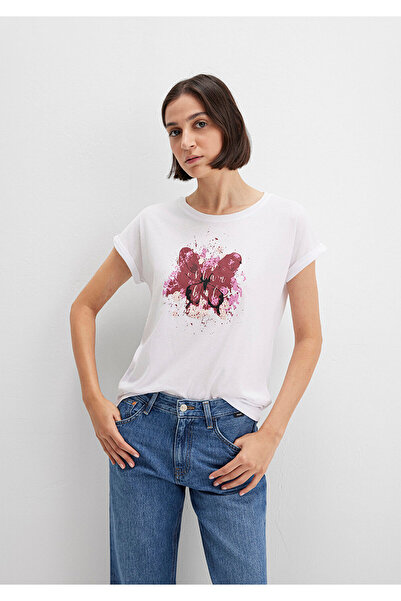 Mavi BiałyT-shirt Stambuł - Nadruk motyli,RegularFit 167576 -620