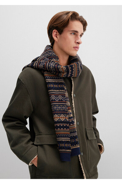 Mavi Jacquard Navy Blue Scarf 091059-29764