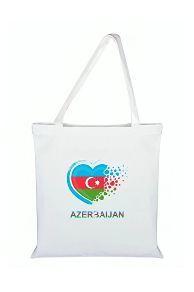 Özcan Tasarım حقيبة قماش مطبوعة من أذربيجان - حقيبة علم أذربيجان