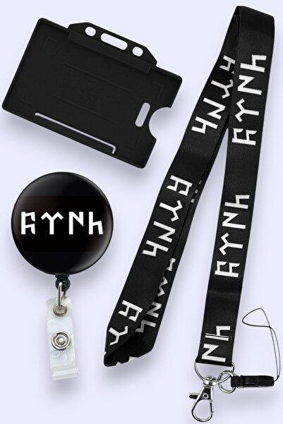 MİLLENEX Göktürkçe Türk Tema Yaka Kartı Boyun Askı ipi 3 lü Set Boyun İpi Yoy...