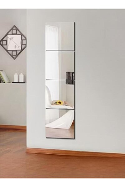 DOMEET 4 Pcs Mirror Wall Sticker, square self adhesive mirror stickers, acrylic mirror tile stickers, suita