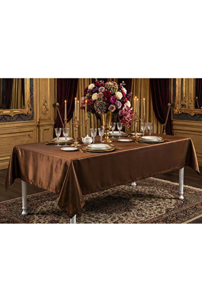 Finezza Kristal Monoray Kumaş Kahve Masa Örtüsü Dikdörtgen 140x200 Cm - 596