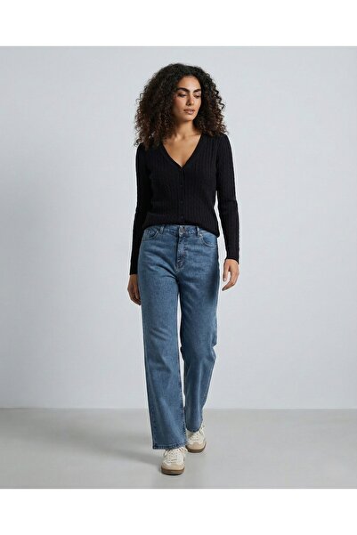 hateko Жіночий светр з 100% бавовни, чорний, з плетеним візерунком – плетений візерунок