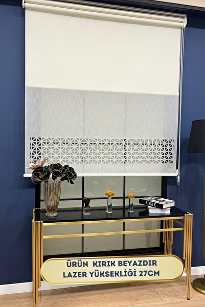 VOLPER MEKANİK Volper Vp1035 Çift Mekanizmalı Modern Lazer Kesim Tül Ve Stor Perde ( Kırık Beyaz )