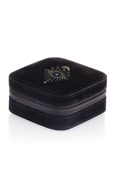 Ecrou Seyahat Tipi Takı Kutusu Siyah 10 x 10 x 4,5 cm