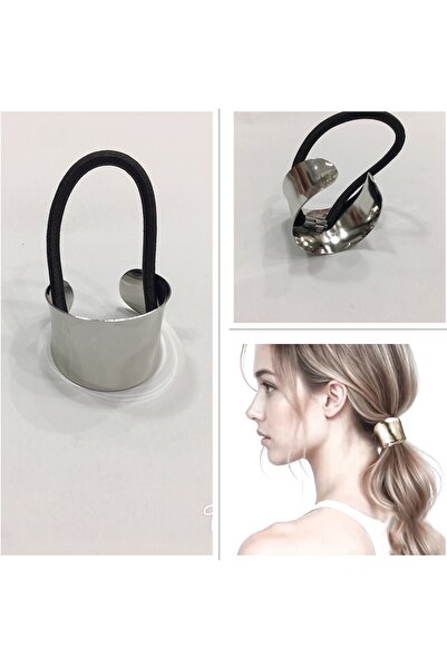 NEW HİLL مشبك ذيل حصان معدني مرن - لون فضي