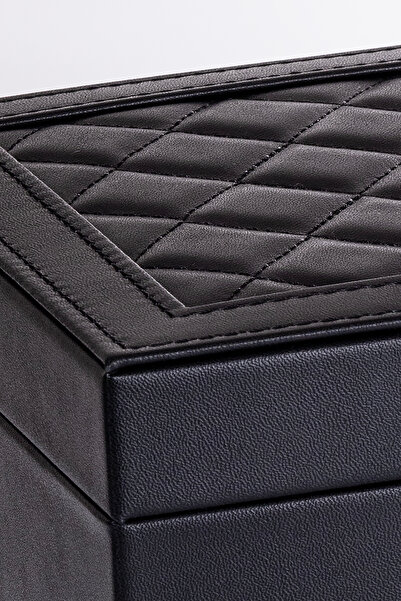 Ecrou Modern 2 Çekmeceli Takı Mücevher Kutusu Organizer Düzenleyici Siyah 13 X 23 X 10 cm