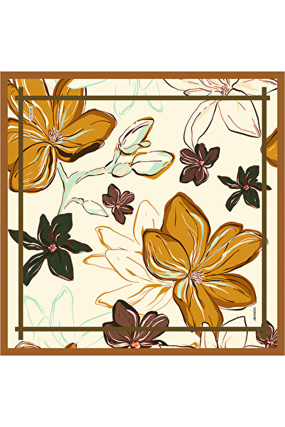 Arancia وشاح حريري منقوش بنمط سمك السلمون والزيبرا مقاس 90×90