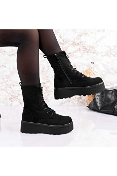 Tmall Ghete de damă, din piele cu interior din blană, TM1GD1076, Negru