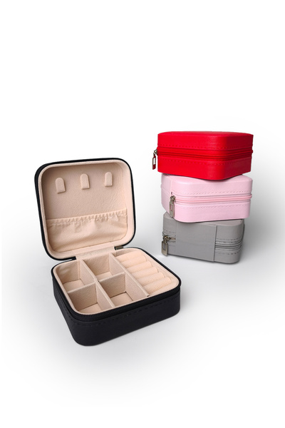 Ecrou Çift Gözlü Seyahat Tipi Takı Kutusu Siyah