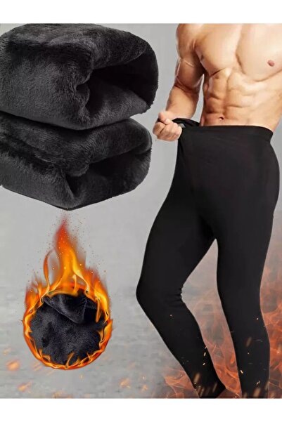 MİSTİRİK Pezzoli Model Plush Inside Winter Cold-Proof Men's Plush Leggings Bl...
