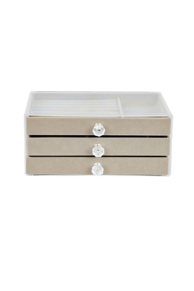 Ecrou Modern 3 Çekmeceli Takı Bijuteri Mücevher Kutusu Organizer Düzenleyici Şeffaf 13 X 23 X 10 cm