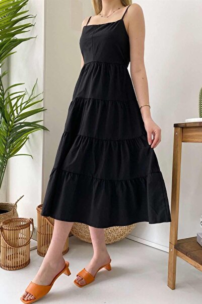 Mine Tan Butik Midi visina Haljina sa niskim leđima