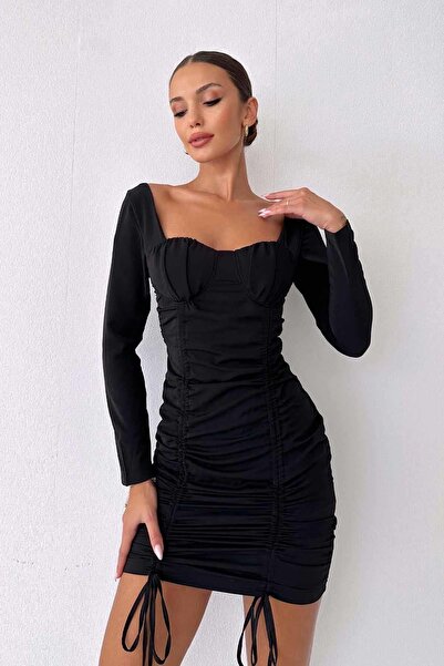 Mine Tan Butik Betria haljina dugih rukava - crna