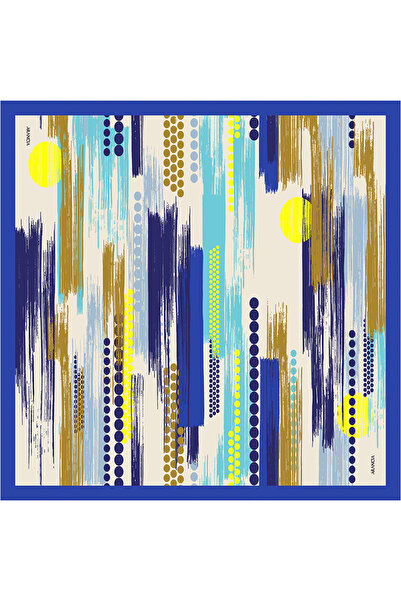 Arancia أزرق بلون الكوبالت 90X90 وشاح حريري تيفيل