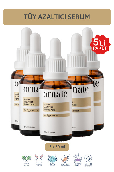 ORNATE Karınca Yumurtası Yağı Tüy Azaltıcı Ve Nemlendirici Serum 5'li Süper S...