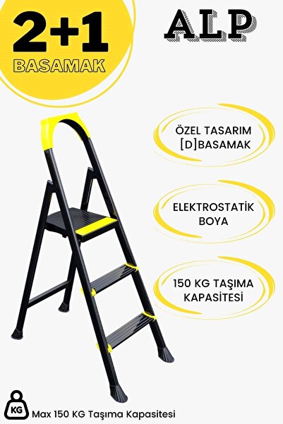 KAREN BANYO Karen Alp Siyah 2+1 Metal Basamaklı Katlanabilir Merdiven