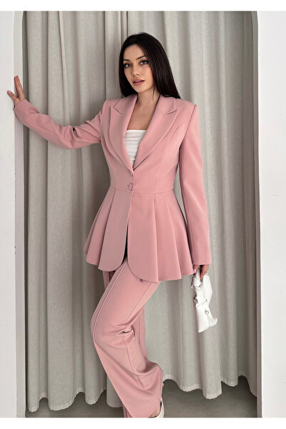 VUNTAL Volanlı Blazer İkili Pantolonlu Takım