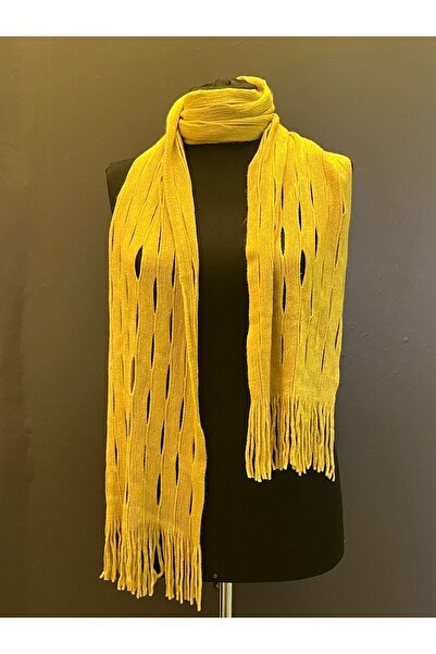 Gönülden Tasarım 170X23 см Жіночий шарф-хустка з гірчично-жовтим візерунком
