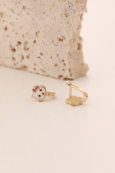 YAVUZ KUYUMCULUK 14 Ayar Altın Hello Kitty J Çocuk Küpesi