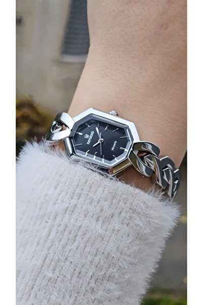 Raymond Rym-213057 Retro Women's Watch - Case and Strap Steel and 2 Years Warranty Silver-Black