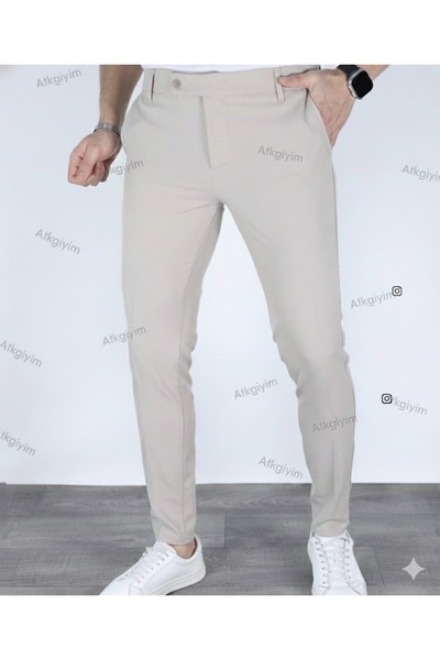 ATKGİYİM Pantolon Modern Style Men's Gray Fabric Trousers – Slim Fit Pattern