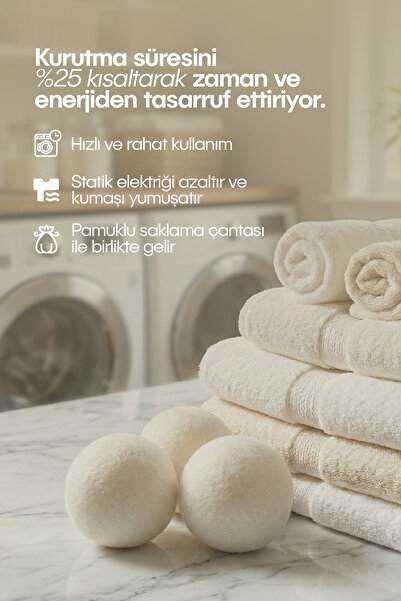 Parla Concept Çamaşır Yün Kurutma Topu - Doğal Yumuşatıcı - Kurutma Makinesi Için - 3 Adet - XL