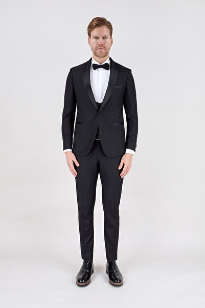 PR PACO ROMANO ART OF FASHİON Erkek Slim Fit Damatlık Smokin Şal Yaka Siyah Y...