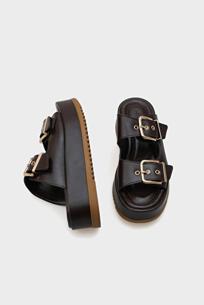 Capone Outfitters Marley Double Buckle Wedge Heeled Women's Slippers