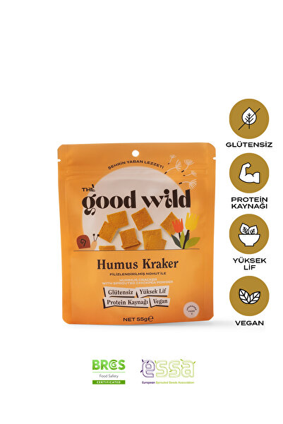 THE GOOD WİLD بسكويت الحمص |   وجبة خفيفة نباتية خالية من الغلوتين |   دقيق خالي من الغلوتين |   دقيق الحمص المنبت |   55 جرام