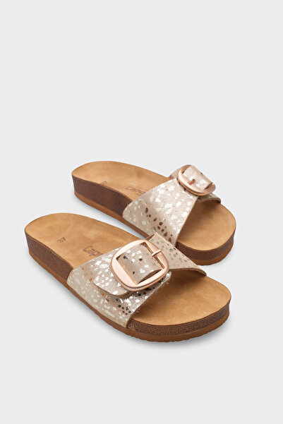 Capone Outfitters Lee Large Buckle Anatomical Cork Sole Leather Slippers