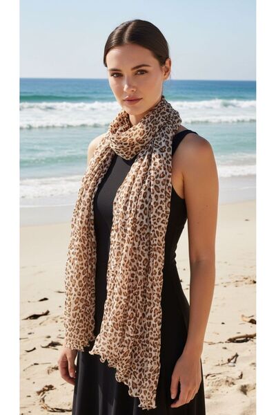 Gönülden Tasarım 180X100 Cm Eșarfă din bumbac leopard roz