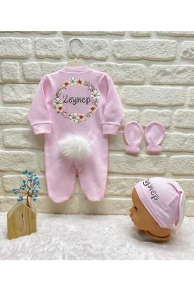 BY TUNA DESİGN Zeynep Isimli Bebek Tulum Kız Bebek Hastane Çıkışı Pembe