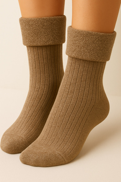 Katia&Bony Кафяви хавлиени чорапи за момиче