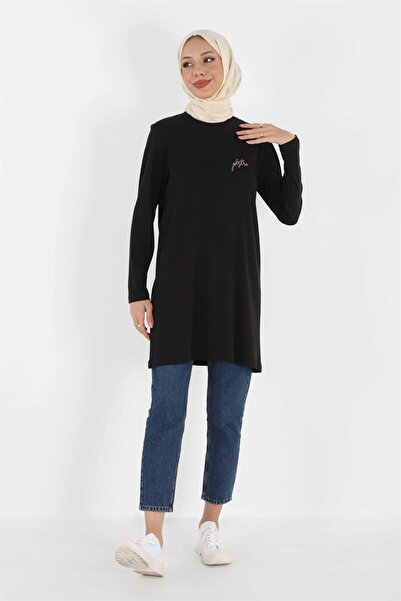 Plistre 1451_nakışlı Basic Tesettür Tunik