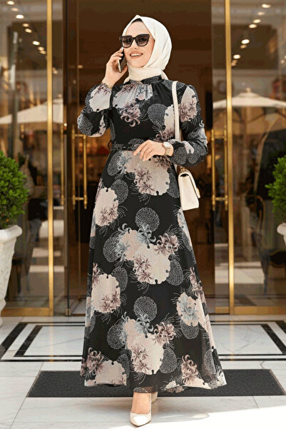 Neva Style Φόρεμα Hijab με σχέδιο λουλουδιών βιζόν 279323V