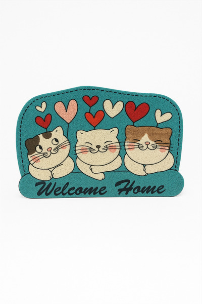 DodoJoy ممسحة باب أمامية منقوشة على شكل قطة، ممسحة أمامية مضادة للانزلاق، ممس...