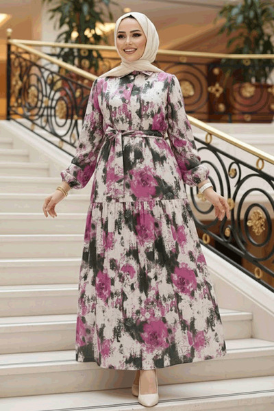 Neva Style Φόρεμα με μοτίβο φούξια χιτζάμπ 60892F