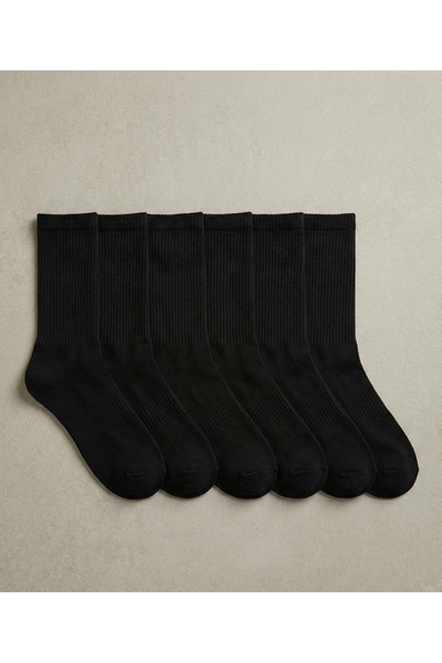 DRAV 6'lı Siyah Unisex Tenis Çorabı - Basic Çorap (Dikişsiz)