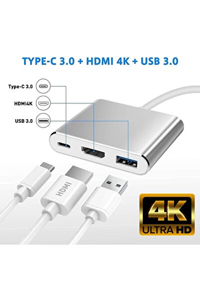 Daytona Cf01 Macbook Uyumlu 4k Type C To 3 Portlu Hdmı - Usb - Type-c Çevirici Adaptör