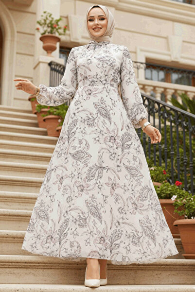 Neva Style فستان إسلامي منقوش بالزهور 27972E