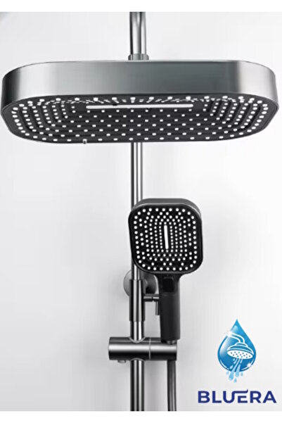 Home Lüks Siyah-Krom Yağmurlama Tepe Duş Seti