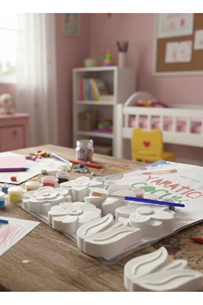 MUM Yaratıcı Çocuk Workshop Boyama Seti Hobi Seti 6 Figür+6 Boya+1 Fırça Boyama Seti Çocuk Etkinlik