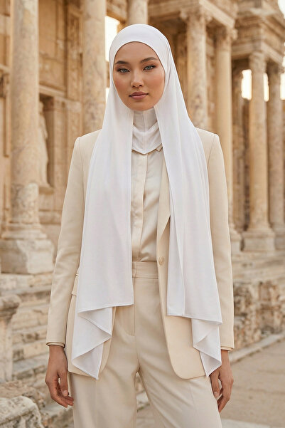 Aisha's Design Şal practic din bumbac pieptănat, care acoperă gâtul, PS-59, alb