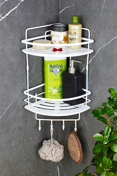 HIMYHOME حامل شامبو مزدوج منظم للحمام مع كريستال لاما - رف وزاوية