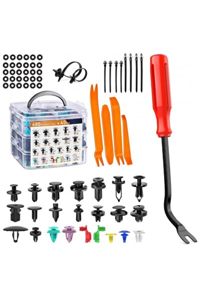 OEM Set of 725 car clips/fixing clips, 18 sizes, universal, plastic