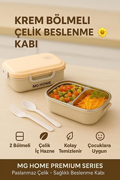 VENON CREMĂ 🥗   CU COMPARTIMENTE 🍒 Recipient pentru alimente din oțel inoxidabil AURO cu un singur strat, rezistent la scurgeri - Recipient pentru nutriție pentru copii