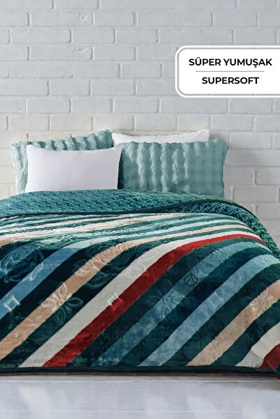 Evlen Home Collection Lora 3 кг ковдра з тисненням Embos, двоспальна, товста, м'яка, 210x230 см, бірюзово-синя