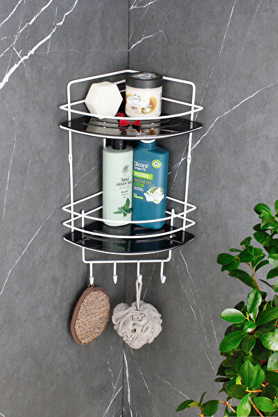 HIMYHOME حامل شامبو سلكي مزدوج من الفولاذ المقاوم للصدأ مع رف كريستال لاصق لل...